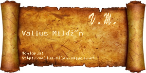 Vallus Milán névjegykártya